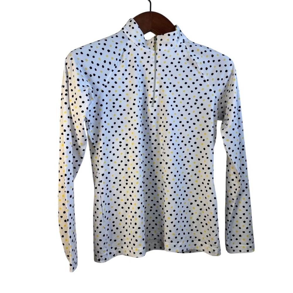Sport Haley Black and White Polka Dot Quarter Zip Size Medium Like New